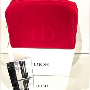 NIB Dior Red Velvet Pouch with Dior show Black Mascara travel 4ml
